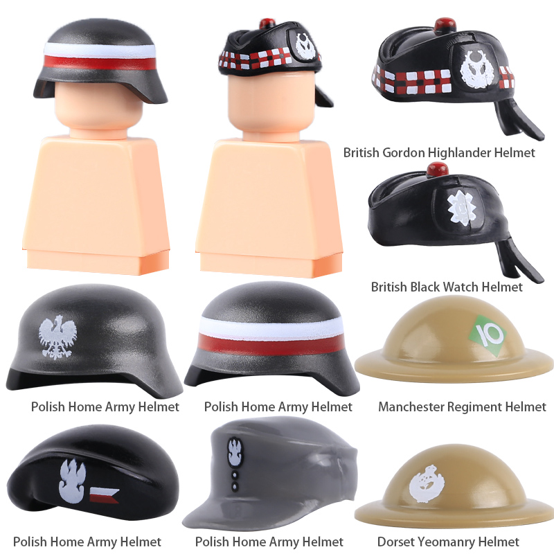 Lego Minifigure Holder - MOC WW2 Cappello Militare Polacco, Blocchi